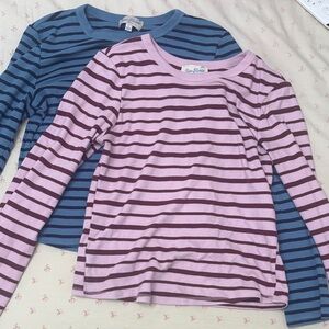 PacSun Blue and Pink Striped Long Sleeve Tees